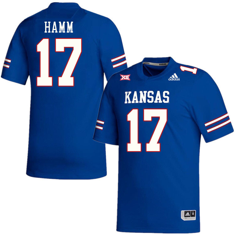 Men #17 Jaden Hamm Kansas Jayhawks College Football Jerseys Stitched Sale-Royal